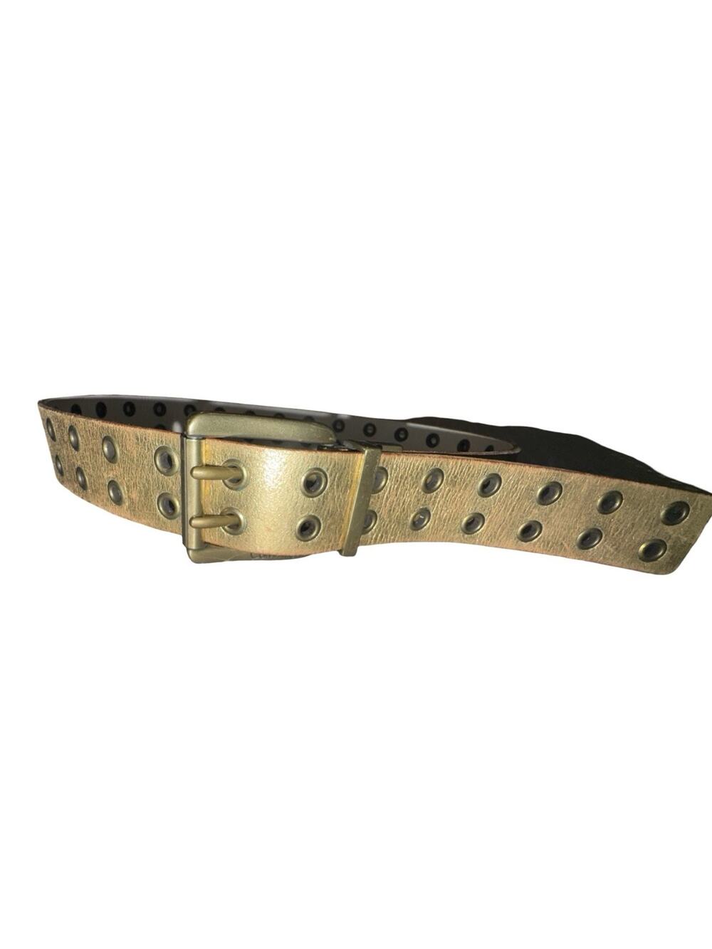 Calvin Klein Gold Leather Belt Unisex, Adjustable, Sz 36”